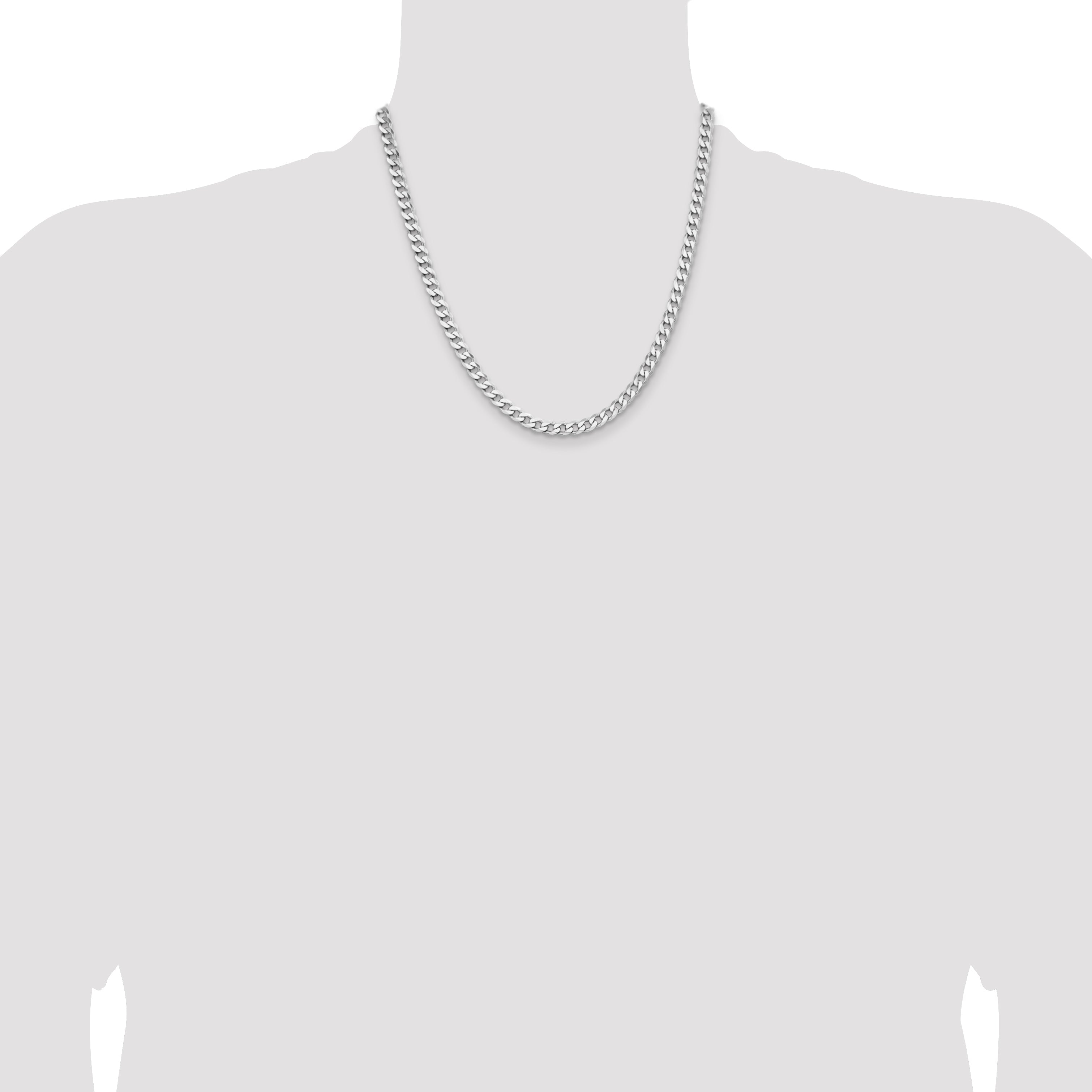 20 Inch Sterling Silver Rhodium-Plated 5.7mm Curb Chain Necklace