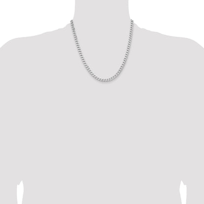 20 Inch Sterling Silver Rhodium-Plated 5.7mm Curb Chain Necklace