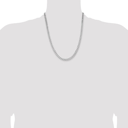 22 Inch Sterling Silver Rhodium-Plated 5.7mm Curb Chain Necklace