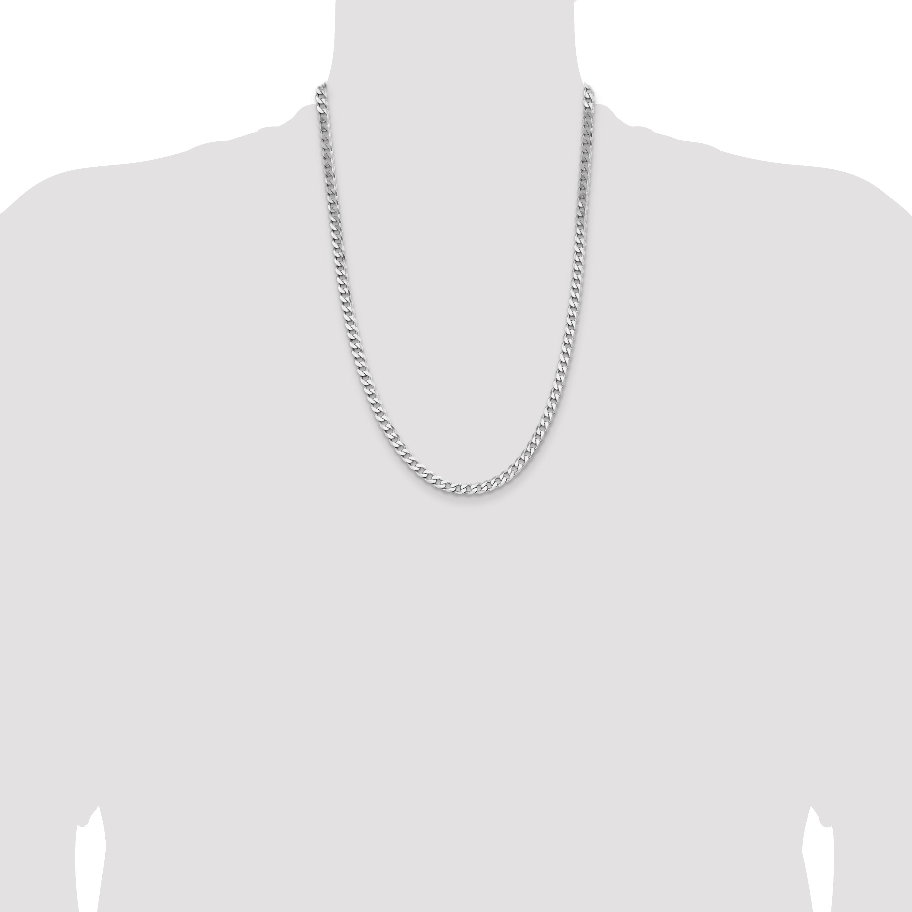 24 Inch Sterling Silver Rhodium-Plated 5.7mm Curb Chain Necklace