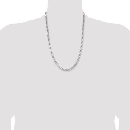 24 Inch Sterling Silver Rhodium-Plated 5.7mm Curb Chain Necklace