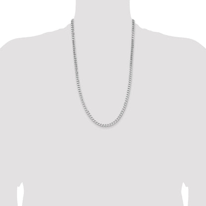 26 Inch Sterling Silver Rhodium-Plated 5.7mm Curb Chain Necklace