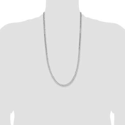 28 Inch Sterling Silver Rhodium-Plated 5.7mm Curb Chain Necklace