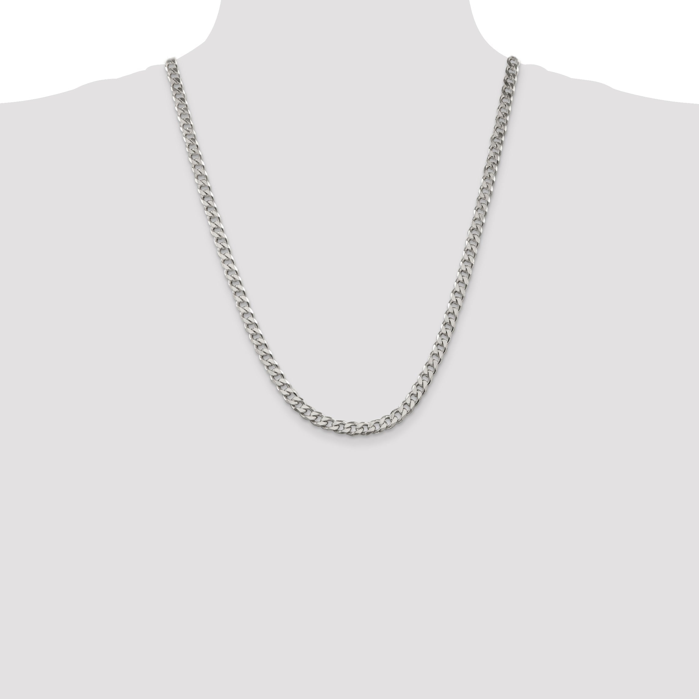 24 Inch Sterling Silver 6.5mm Curb Chain Necklace