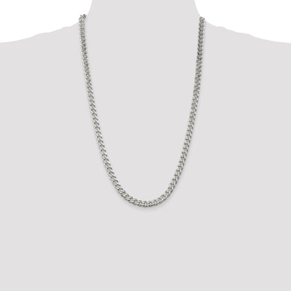 26 Inch Sterling Silver 6.5mm Curb Chain Necklace