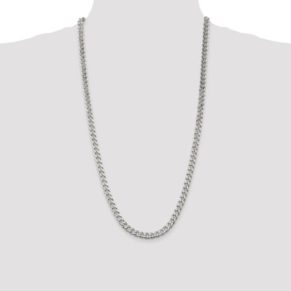 28 Inch Sterling Silver 6.5mm Curb Chain Necklace