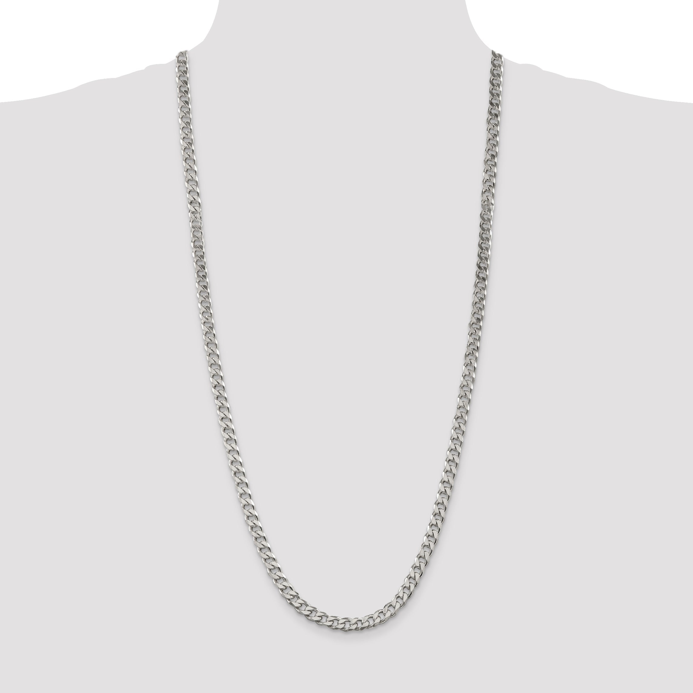 30 Inch Sterling Silver 6.5mm Curb Chain Necklace