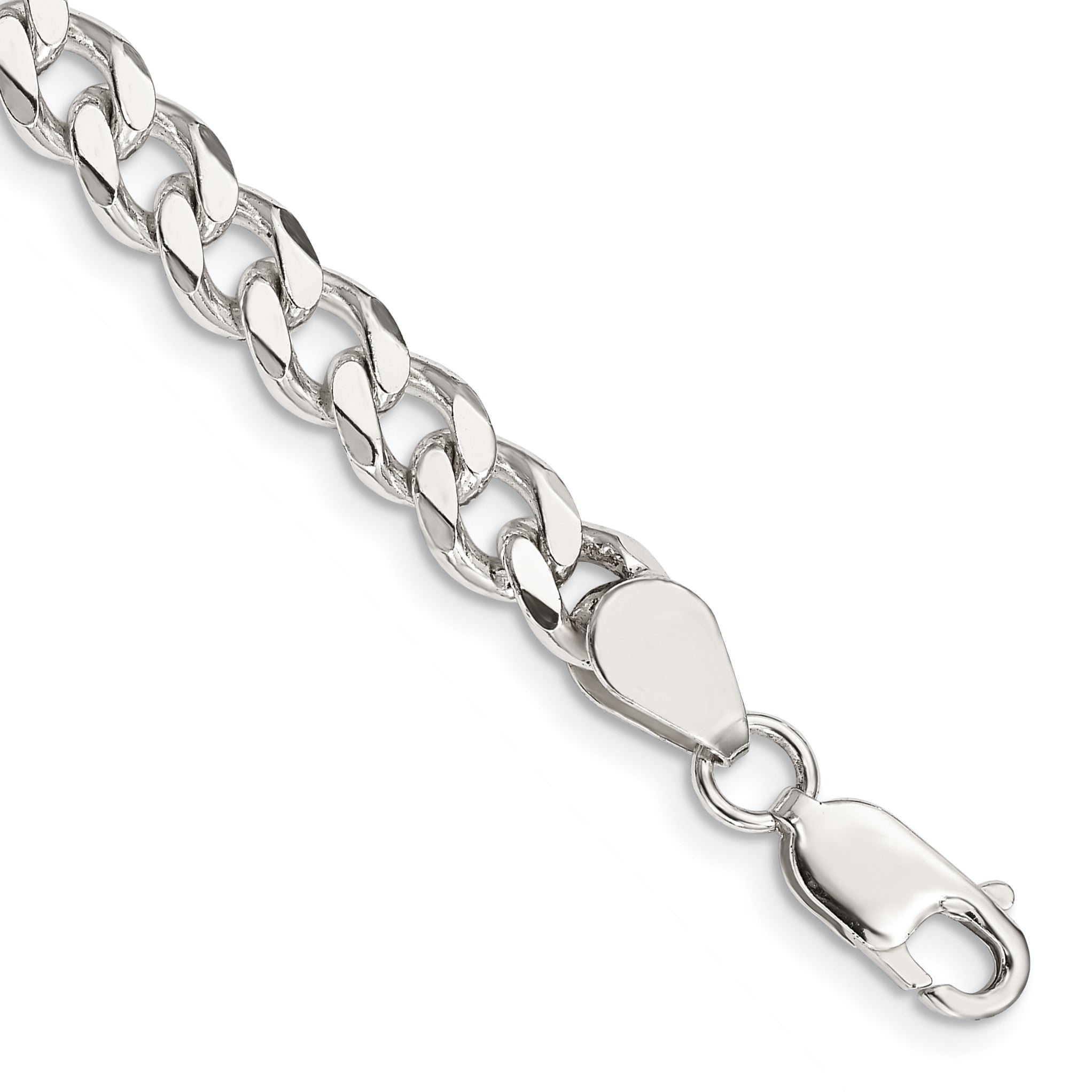 9 Inch Sterling Silver 6.5mm Curb Chain Bracelet