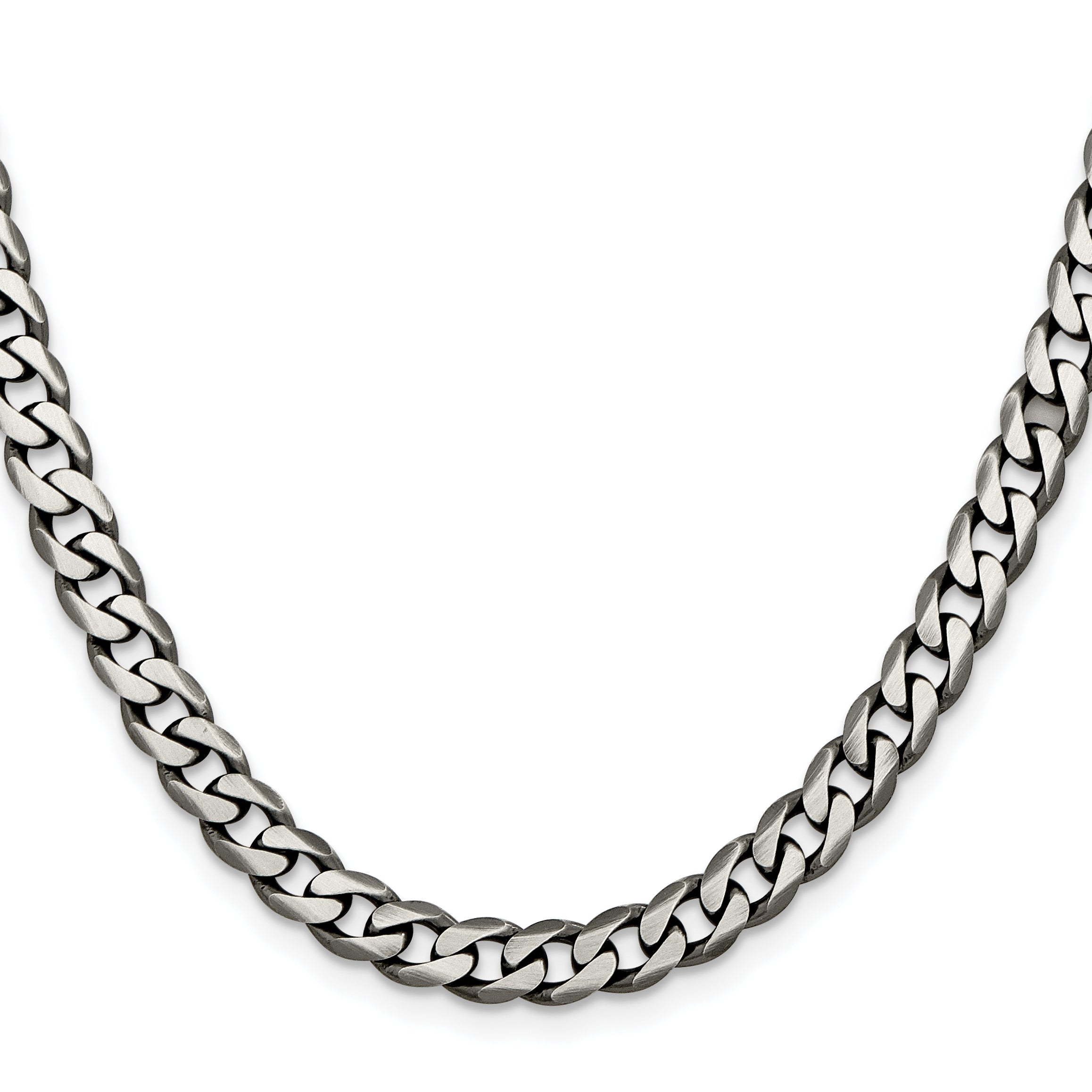 18 Inch Sterling Silver Antiqued 6.5mm Curb Chain Necklace