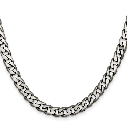 18 Inch Sterling Silver Antiqued 6.5mm Curb Chain Necklace