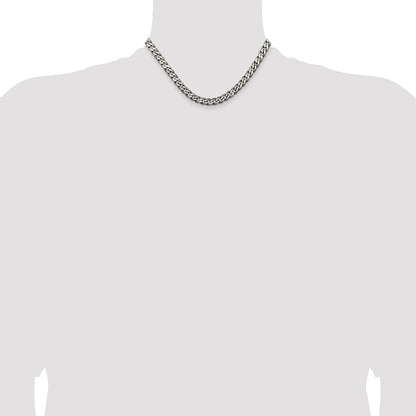 16 Inch Sterling Silver Antiqued 6.5mm Curb Chain Necklace