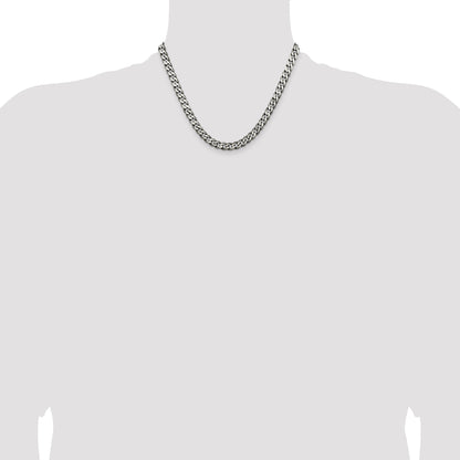 18 Inch Sterling Silver Antiqued 6.5mm Curb Chain Necklace
