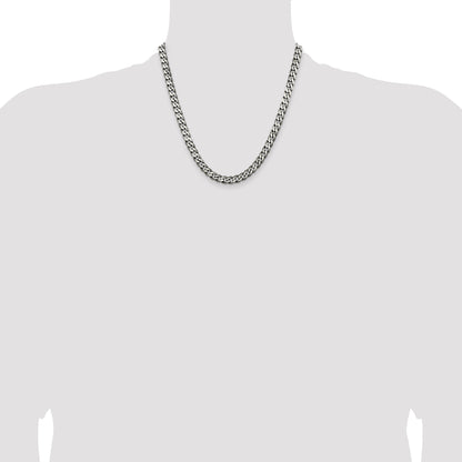 20 Inch Sterling Silver Antiqued 6.5mm Curb Chain Necklace