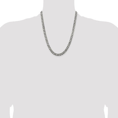 22 Inch Sterling Silver Antiqued 6.5mm Curb Chain Necklace
