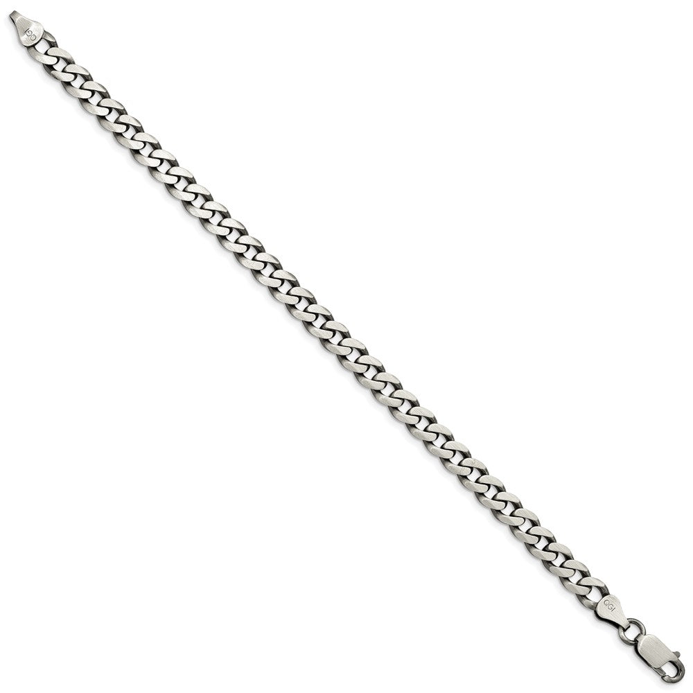 8 Inch Sterling Silver Antiqued 6.5mm Curb Chain Bracelet