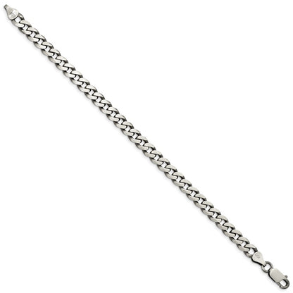 8 Inch Sterling Silver Antiqued 6.5mm Curb Chain Bracelet