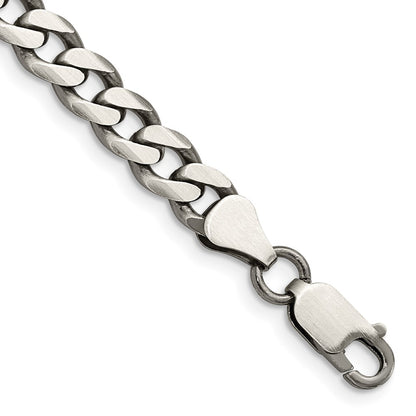 8 Inch Sterling Silver Antiqued 6.5mm Curb Chain Bracelet