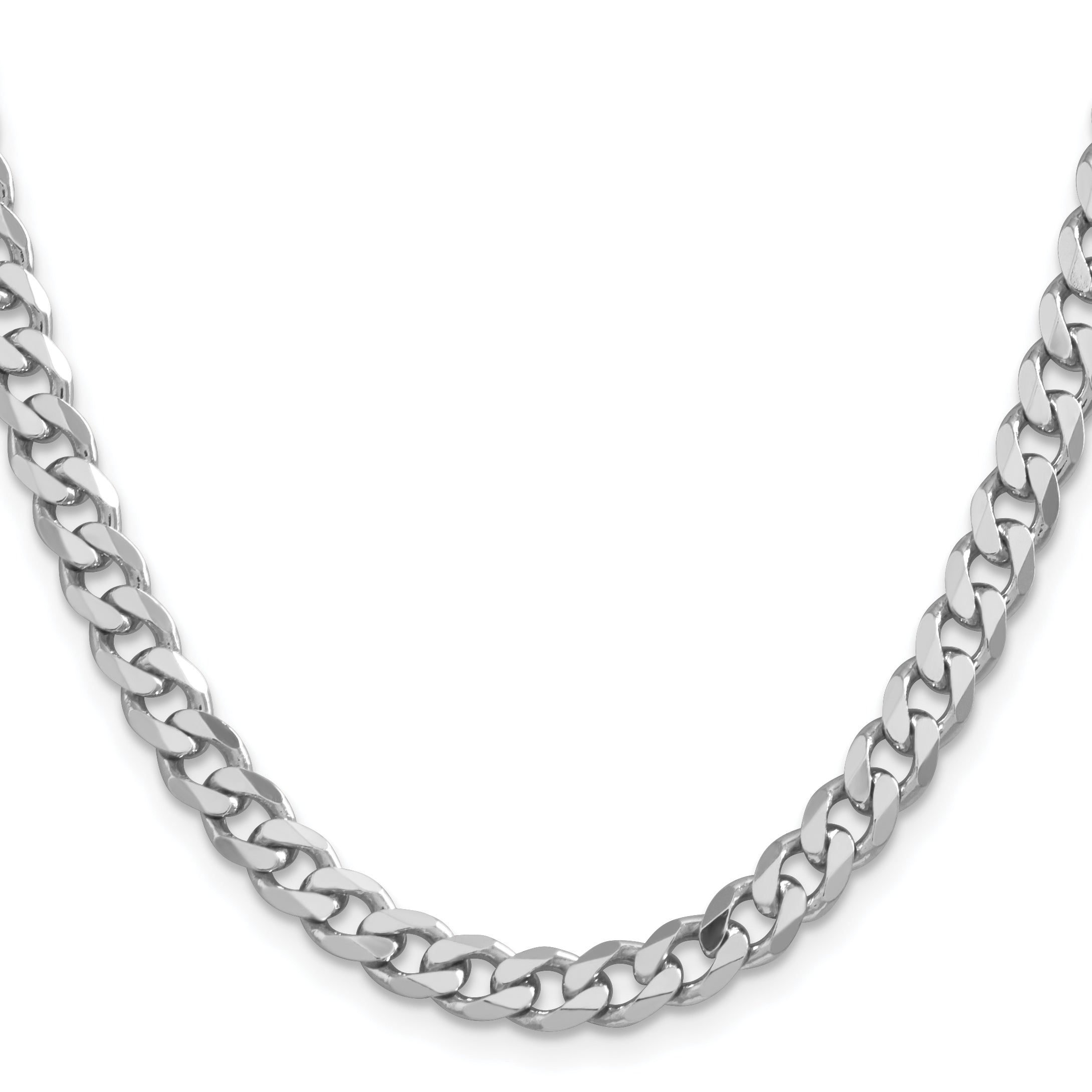 16 Inch Sterling Silver Rhodium-Plated 6.5mm Curb Chain Necklace