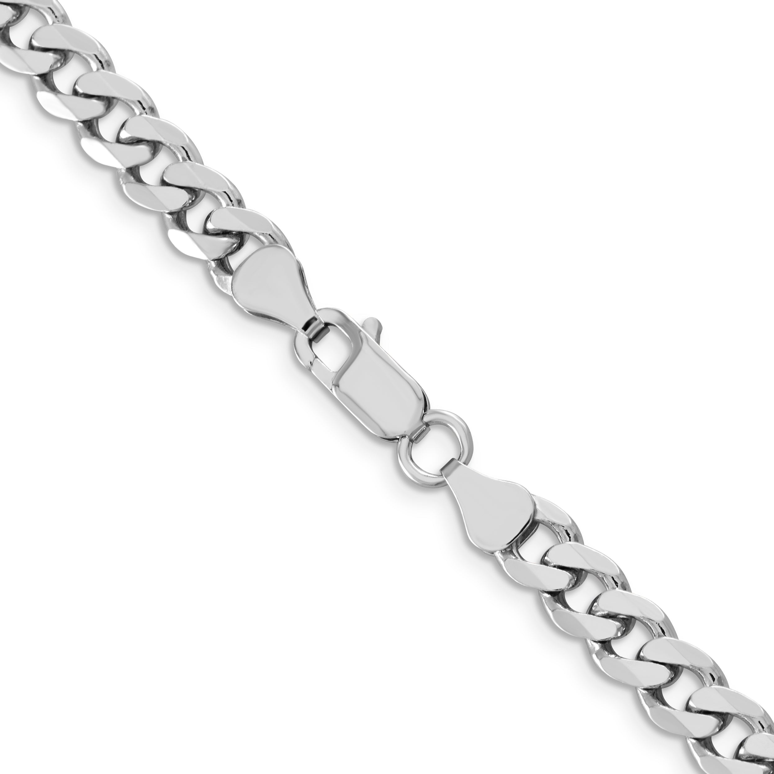 22 Inch Sterling Silver Rhodium-Plated 6.5mm Curb Chain Necklace