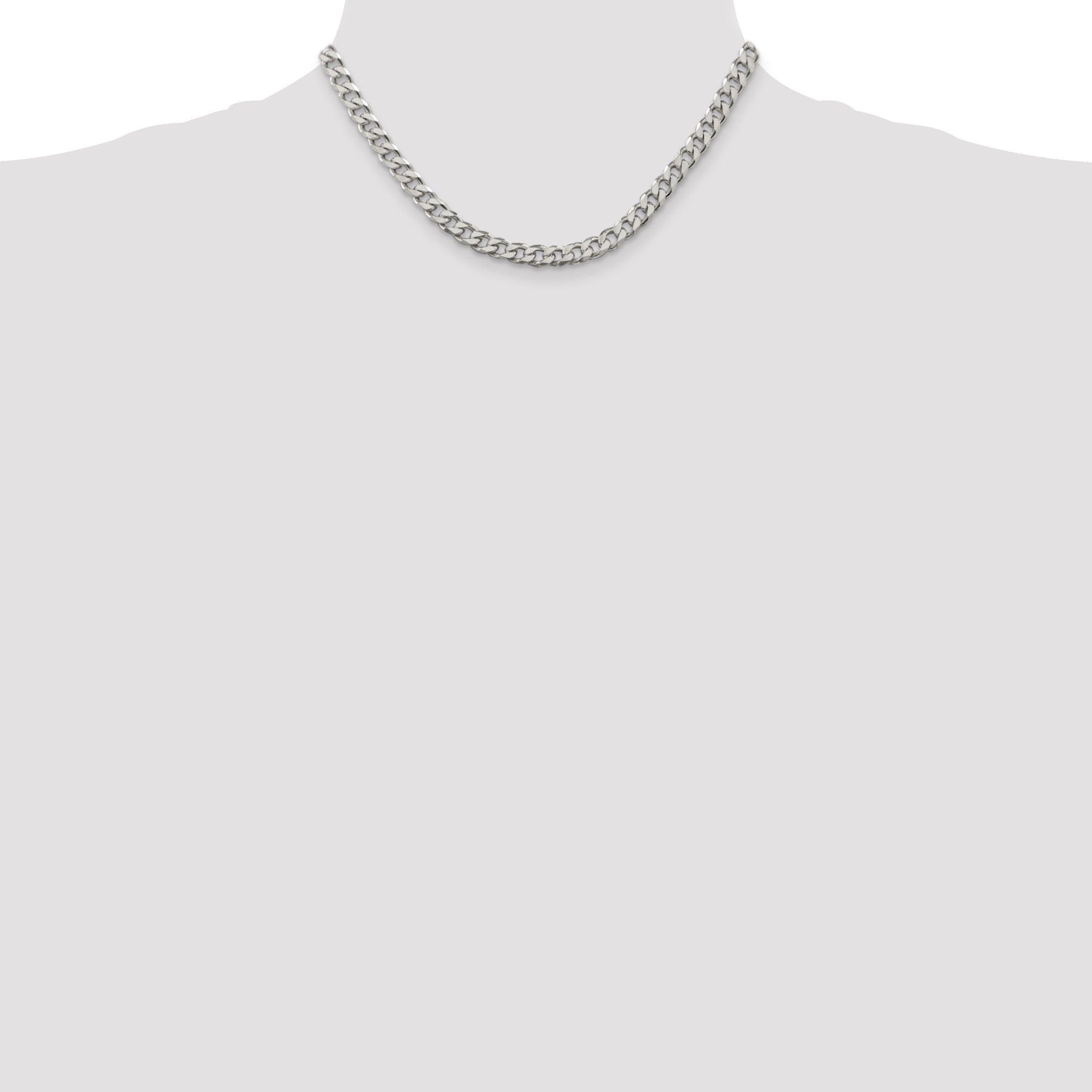 16 Inch Sterling Silver Rhodium-Plated 6.5mm Curb Chain Necklace