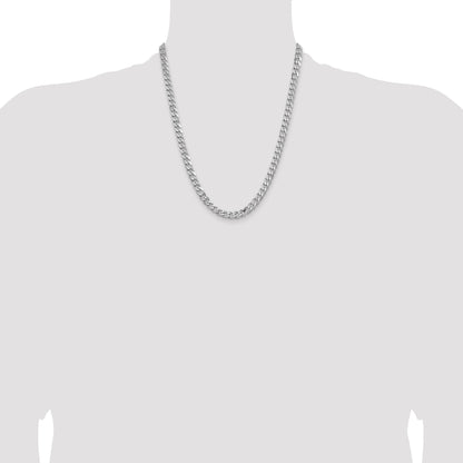 22 Inch Sterling Silver Rhodium-Plated 6.5mm Curb Chain Necklace