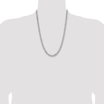 24 Inch Sterling Silver Rhodium-Plated 6.5mm Curb Chain Necklace