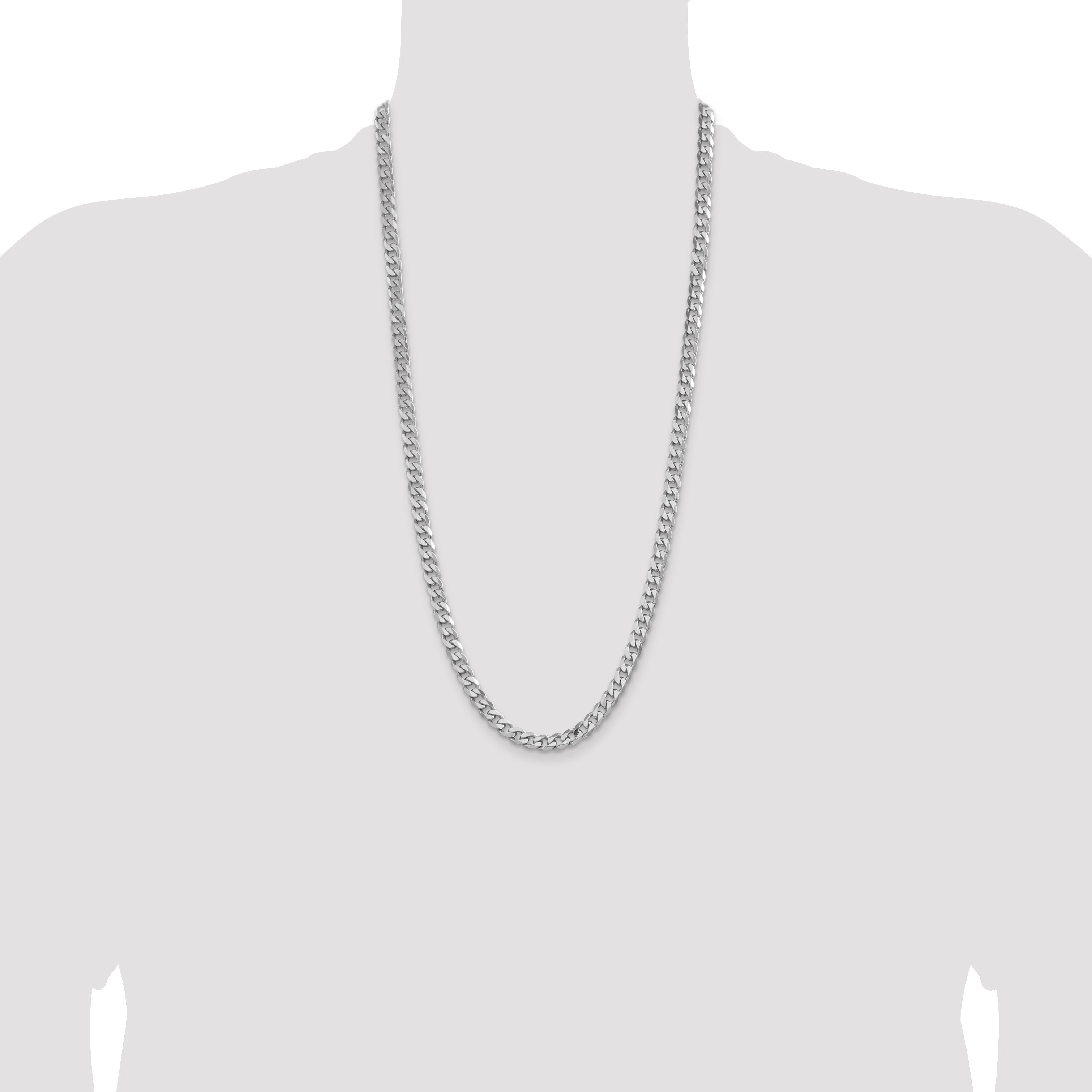 28 Inch Sterling Silver Rhodium-Plated 6.5mm Curb Chain Necklace