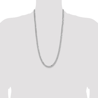 28 Inch Sterling Silver Rhodium-Plated 6.5mm Curb Chain Necklace
