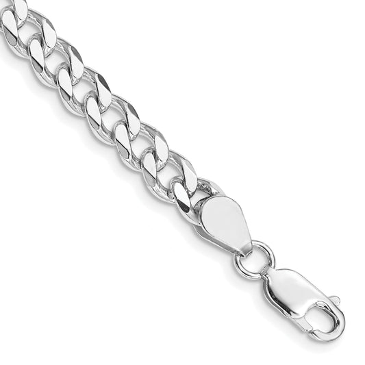 9 Inch Sterling Silver Rhodium-Plated 6.5mm Curb Chain Bracelet