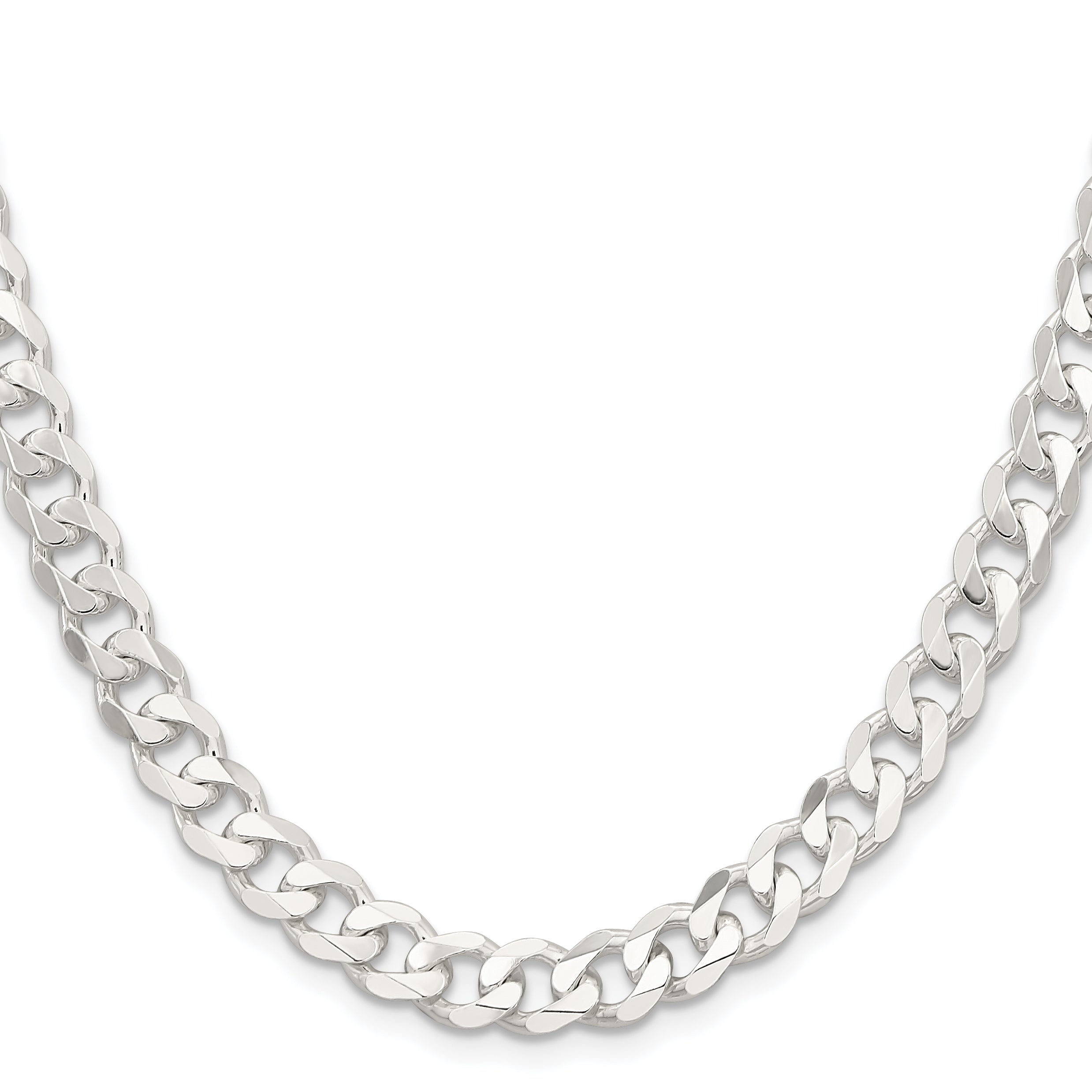 28 Inch Sterling Silver 7.5mm Curb Chain Necklace