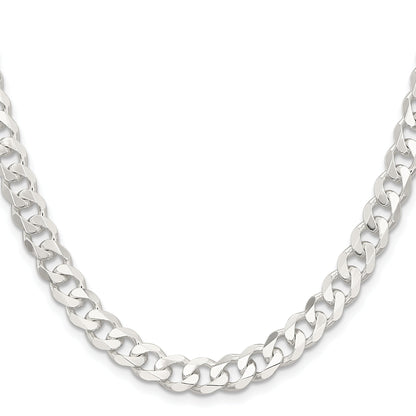 28 Inch Sterling Silver 7.5mm Curb Chain Necklace