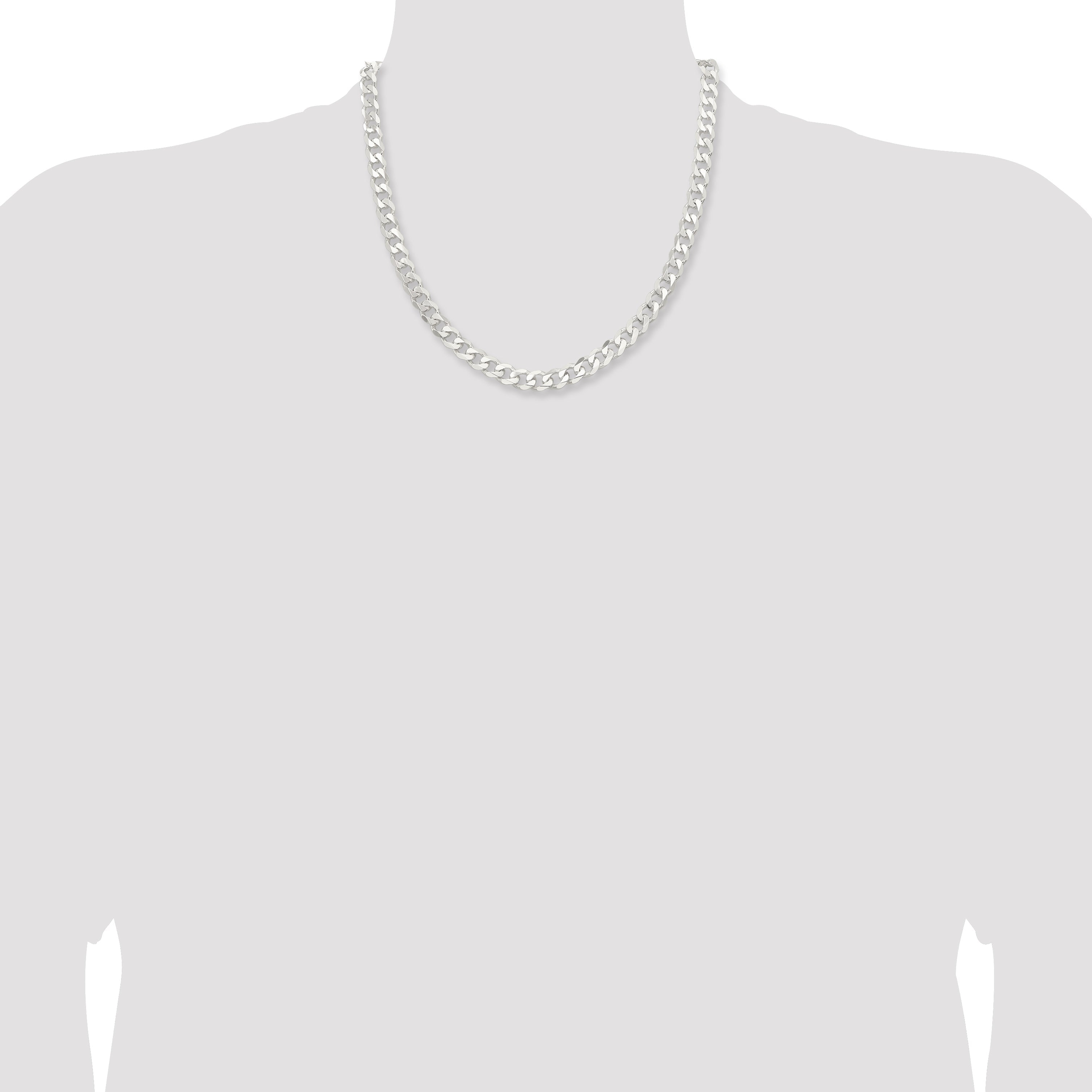 20 Inch Sterling Silver 7.5mm Curb Chain Necklace