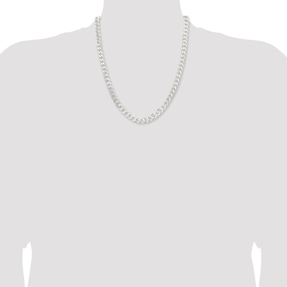 22 Inch Sterling Silver 7.5mm Curb Chain Necklace