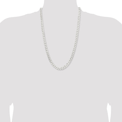 26 Inch Sterling Silver 7.5mm Curb Chain Necklace