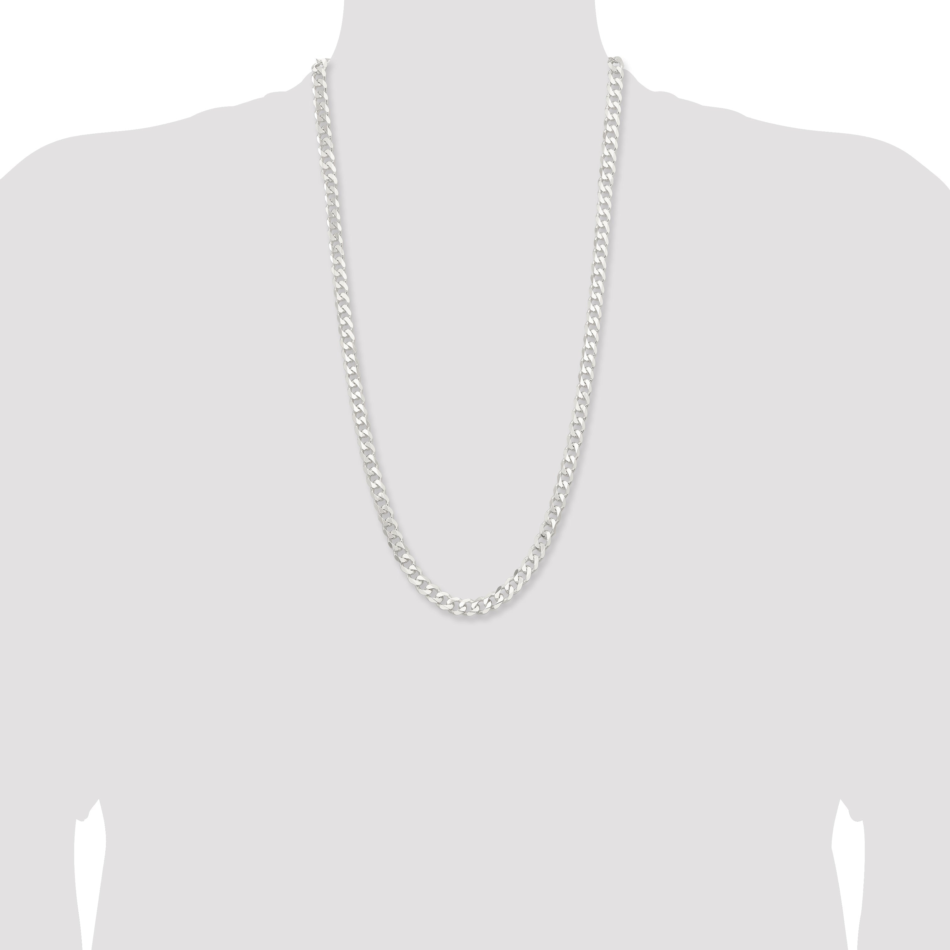 28 Inch Sterling Silver 7.5mm Curb Chain Necklace