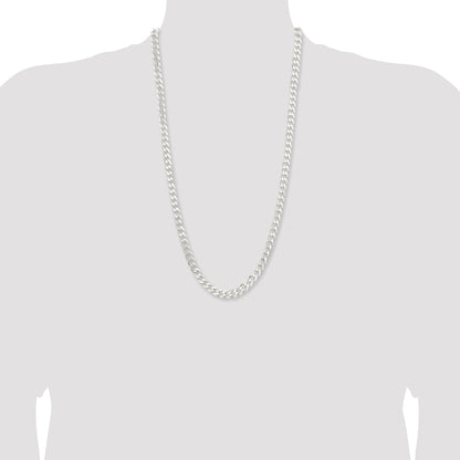 28 Inch Sterling Silver 7.5mm Curb Chain Necklace