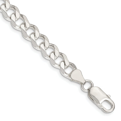7 Inch Sterling Silver 7.5mm Curb Chain Bracelet