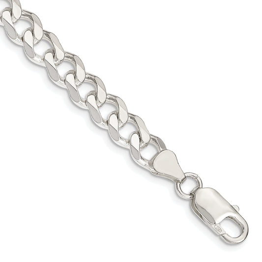 9 Inch Sterling Silver 7.5mm Curb Chain Bracelet