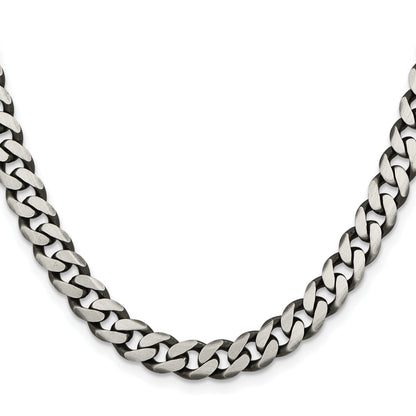 22 Inch Sterling Silver Antiqued 7.5mm Curb Chain Necklace