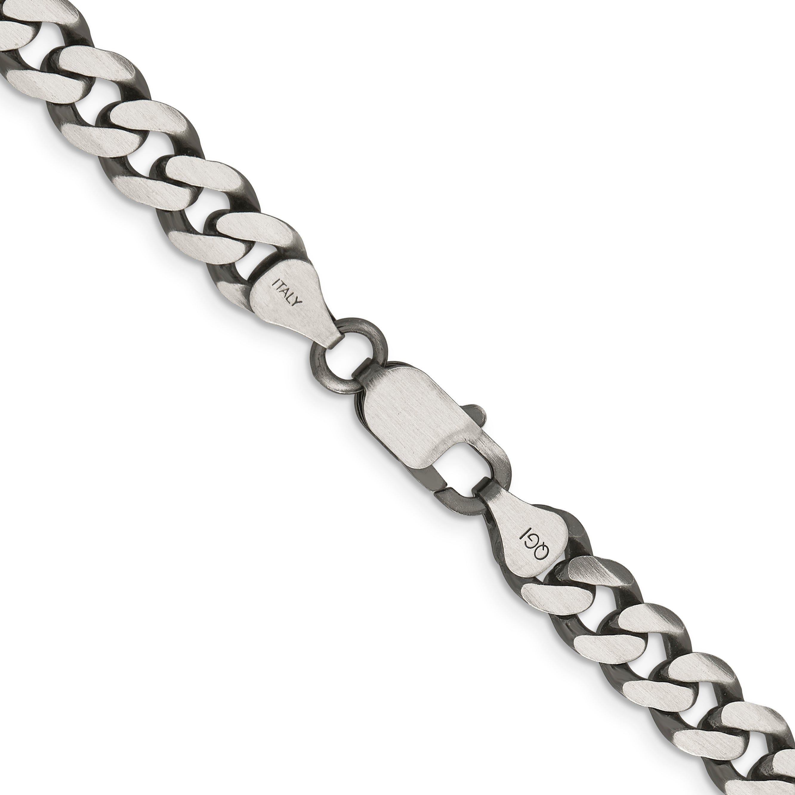 18 Inch Sterling Silver Antiqued 7.5mm Curb Chain Necklace