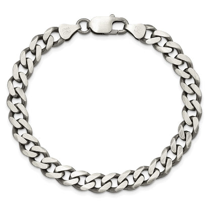 8 Inch Sterling Silver Antiqued 7.5mm Curb Chain Bracelet