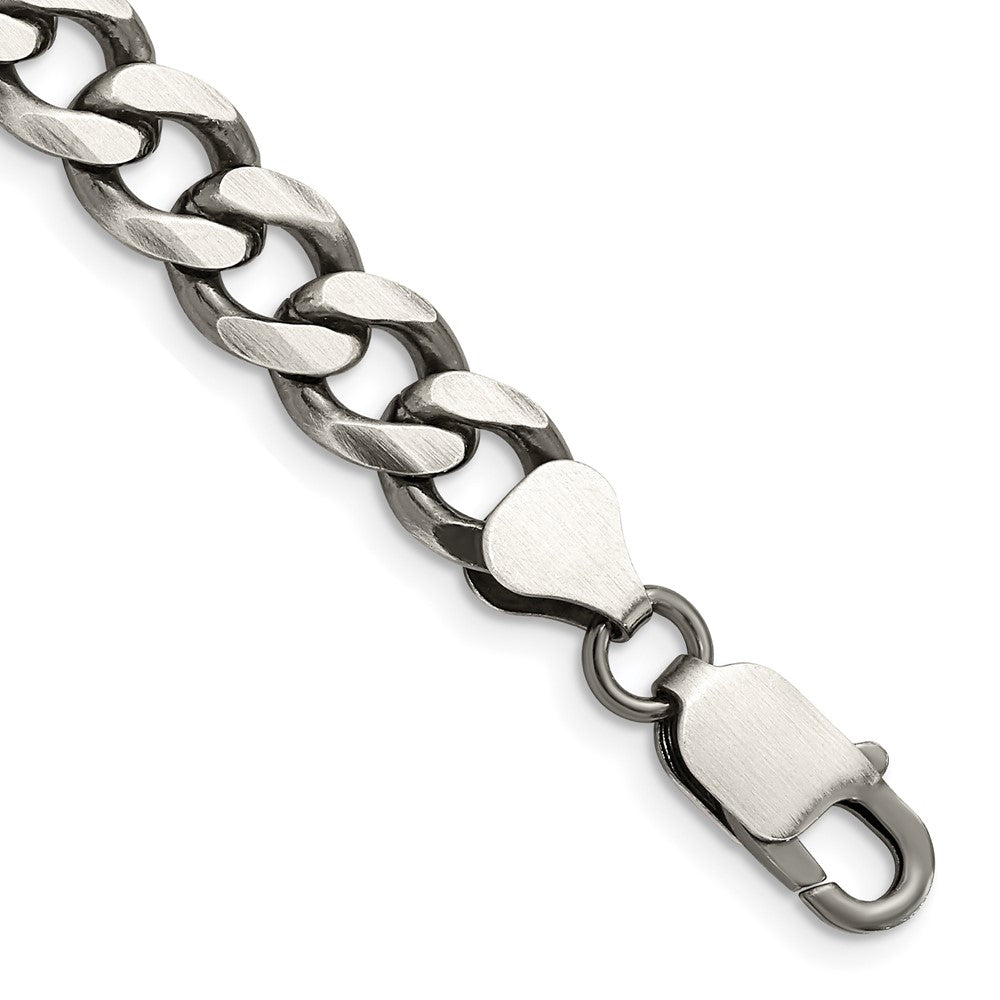 9 Inch Sterling Silver Antiqued 7.5mm Curb Chain Bracelet