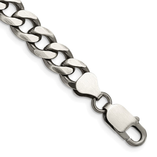 8 Inch Sterling Silver Antiqued 7.5mm Curb Chain Bracelet