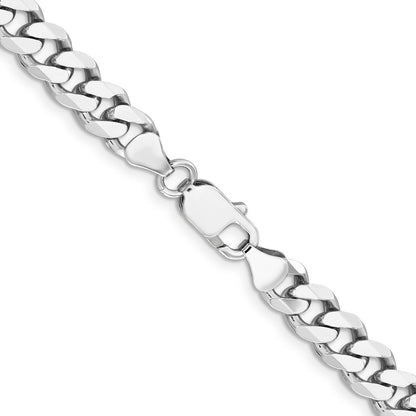 24 Inch Sterling Silver Rhodium-Plated 7.5mm Curb Chain Necklace