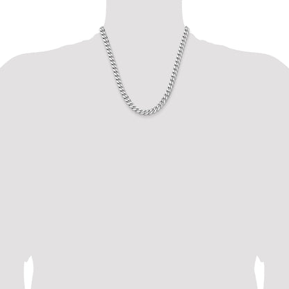 20 Inch Sterling Silver Rhodium-Plated 7.5mm Curb Chain Necklace