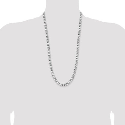 28 Inch Sterling Silver Rhodium-Plated 7.5mm Curb Chain Necklace