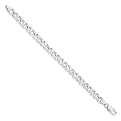 9 Inch Sterling Silver Rhodium-Plated 7.5mm Curb Chain Bracelet
