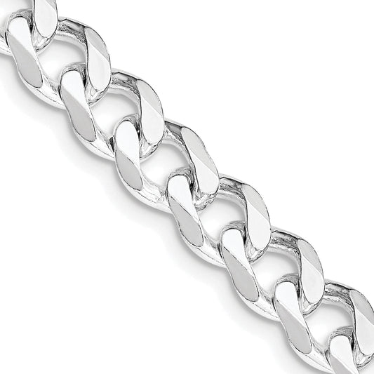 22 Inch Sterling Silver Rhodium-Plated 7.5mm Curb Chain Necklace
