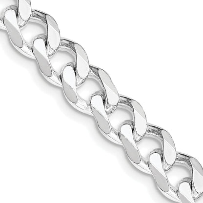 24 Inch Sterling Silver Rhodium-Plated 7.5mm Curb Chain Necklace