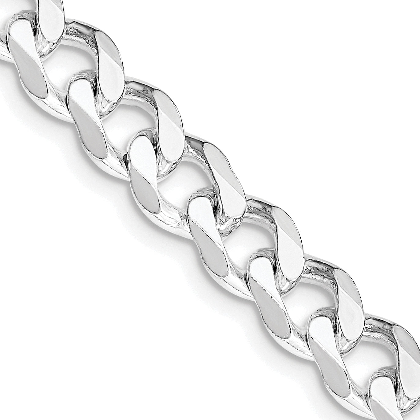 28 Inch Sterling Silver Rhodium-Plated 7.5mm Curb Chain Necklace
